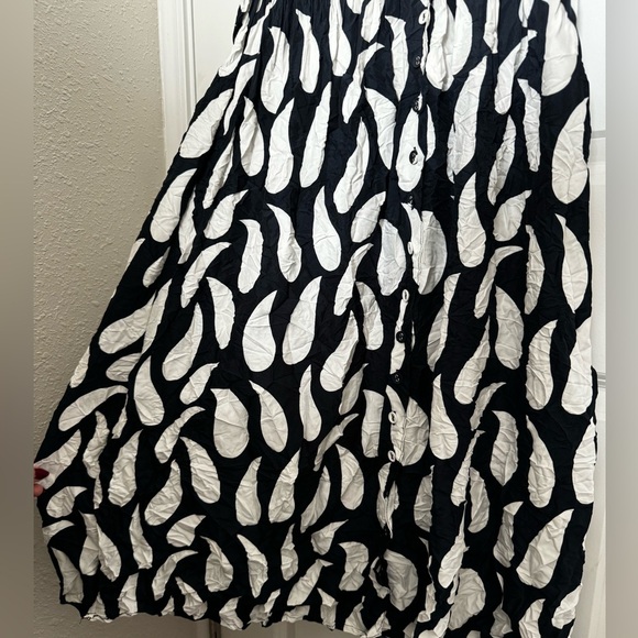 AlQuema Smash Nehru Collar Coat Dress Navy with White Ink Droplet - Picture 10 of 11